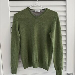 Calvin Klein Green V-Neck Sweater Classic Design